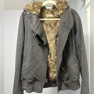 Hollister Womens Fur Sweat Jacket